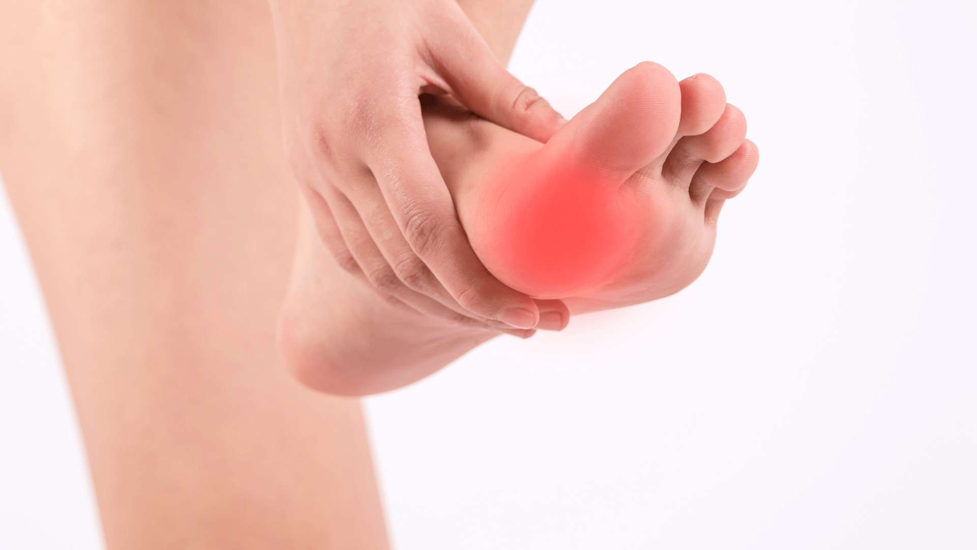 Morton's neuroma pain Ball of foot pain shown by a red indicator on someone's foot
